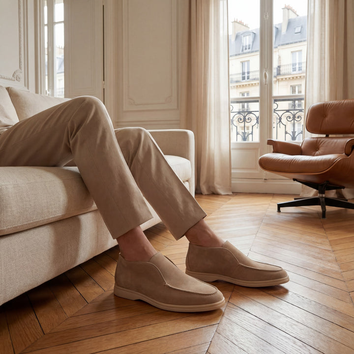 Mocassini alti uomo in suede – minimalisti retrò slip-on