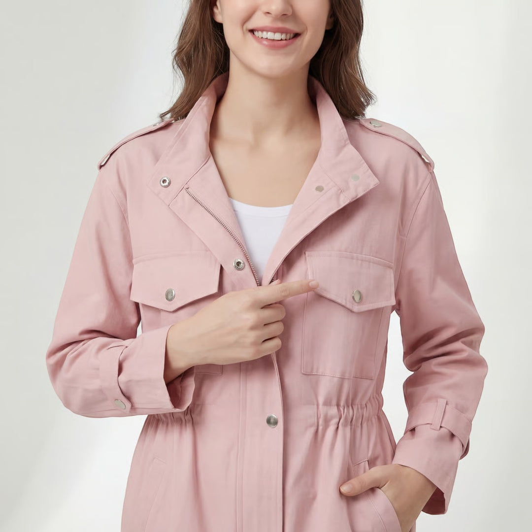 Damen Trenchcoat aus leichtem gewebtem Stoff – Legere Passform mit tailliertem Schnitt