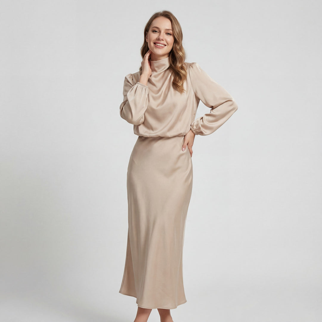 Claire Mode | Satin-Kleid mit Neckholder für Damen