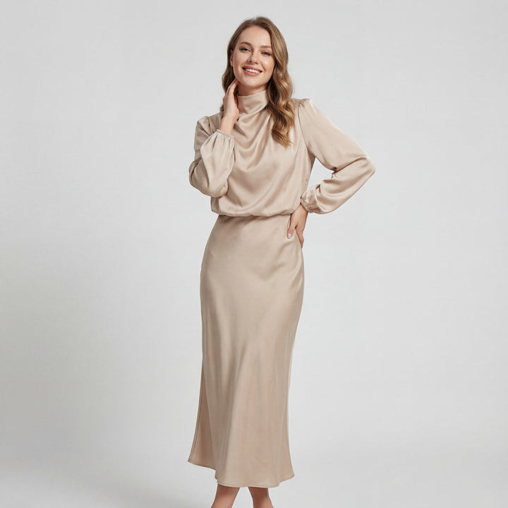 Claire Mode | Satin-Kleid mit Neckholder für Damen