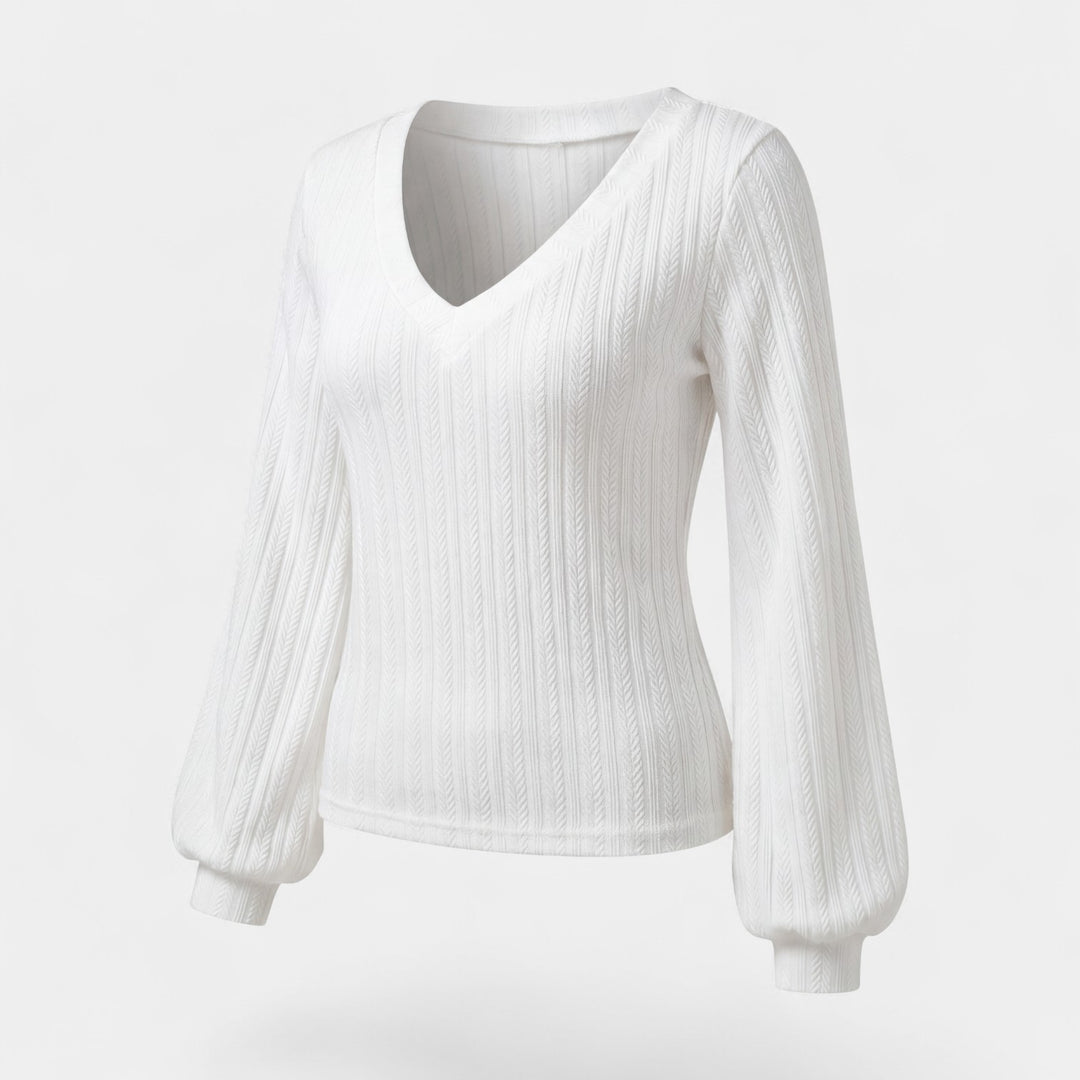 Claire Mode | Top Donna in Maglia a Maniche Lunghe e Scollo a V