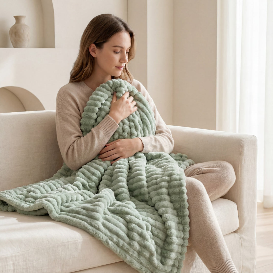 Claire Mode | Plaid Donna Morbido in Tessuto Peluche