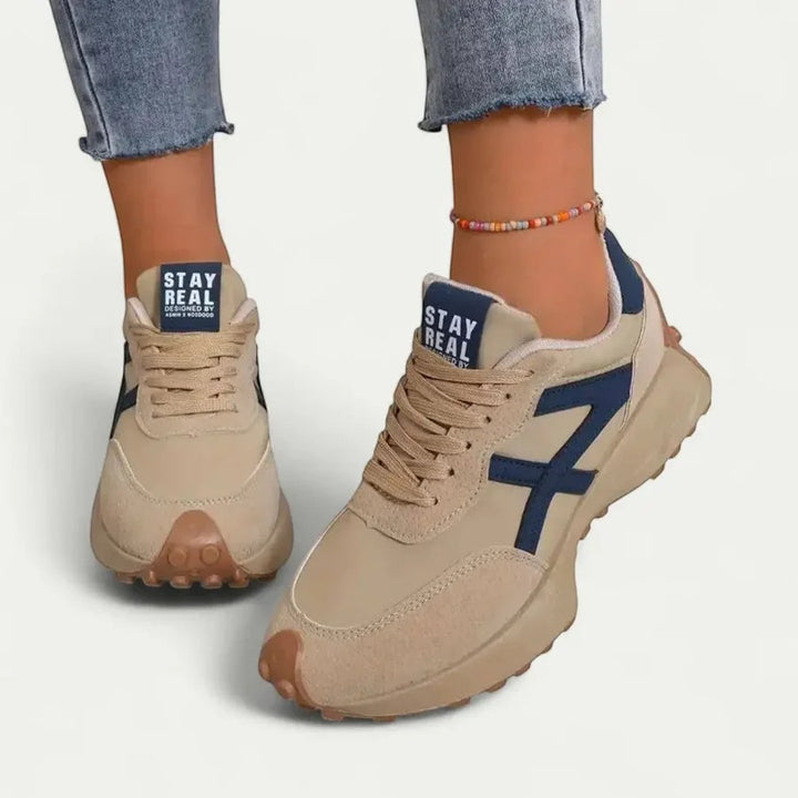 Damen-Casual-Sneaker aus Leder – flache Plateausohle