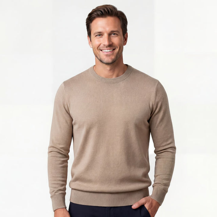 Herrestriktrøje slim fit – minimalistisk casual trøje