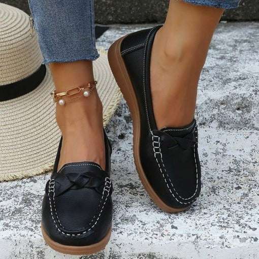 Damen-Ledermokassins Casual – Einfaches Anziehen, flexible Sohle