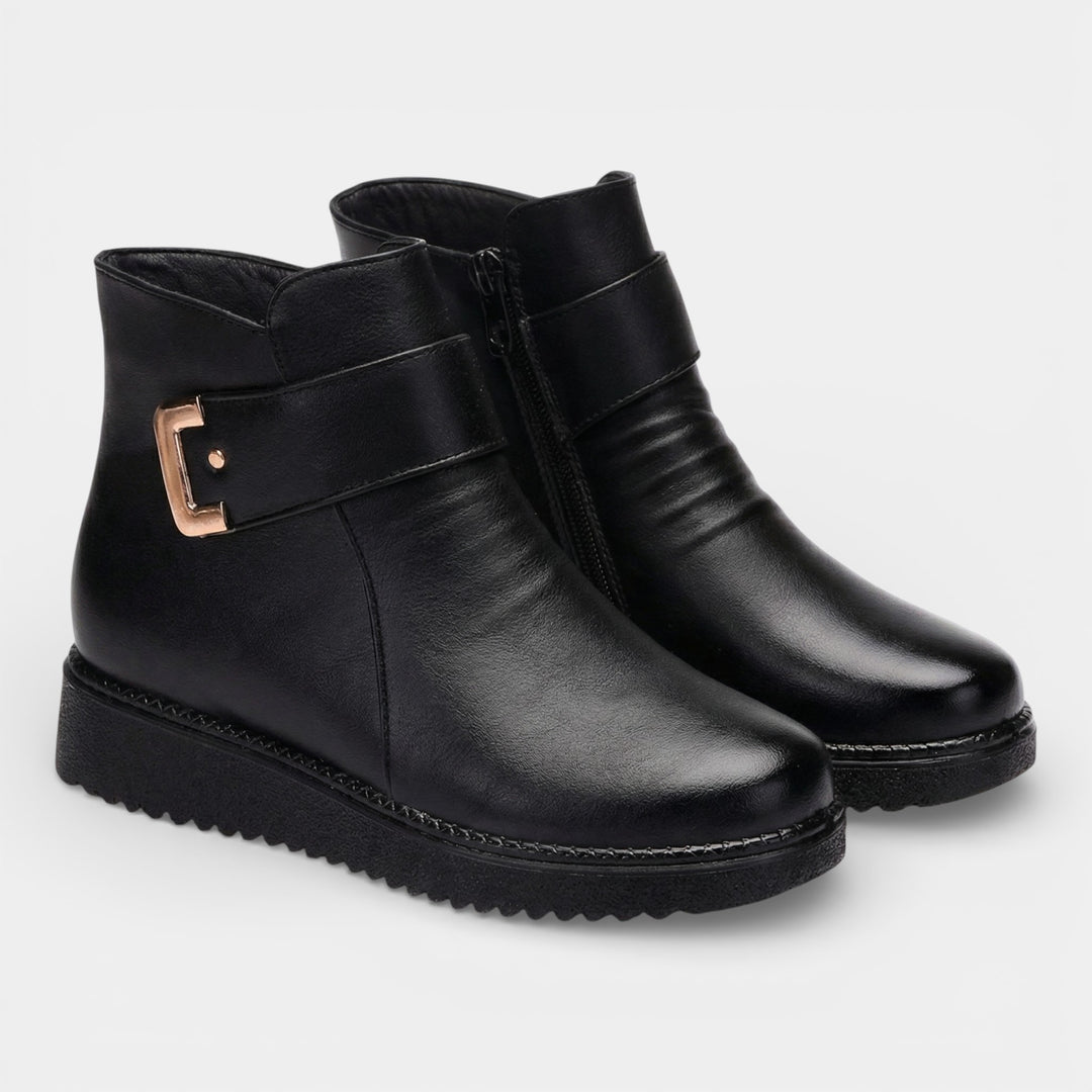 Claire Mode | Damen Keilstiefeletten mit Lederoptik