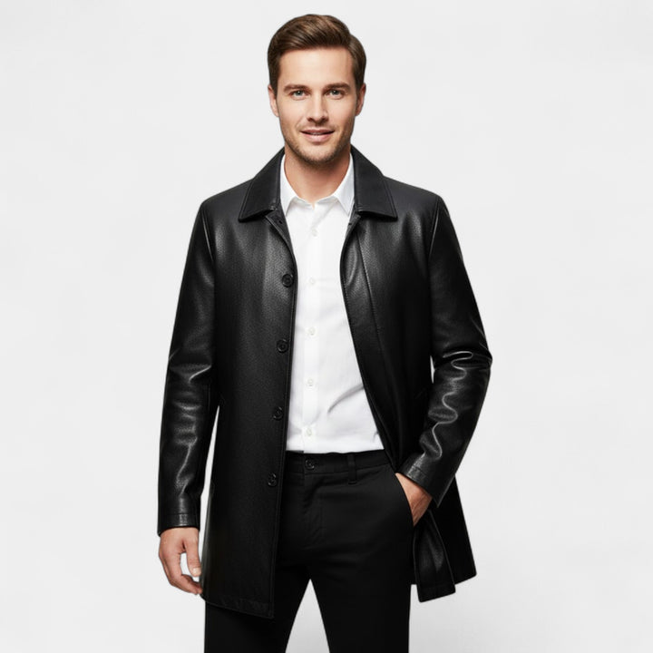 Claire Mode | Herrenledermantel mit Revers – Gepolsterte Winterparka aus Fleece