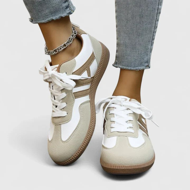 Claire Mode | Sneakers donna retrò con lacci in suede e pelle con plateau