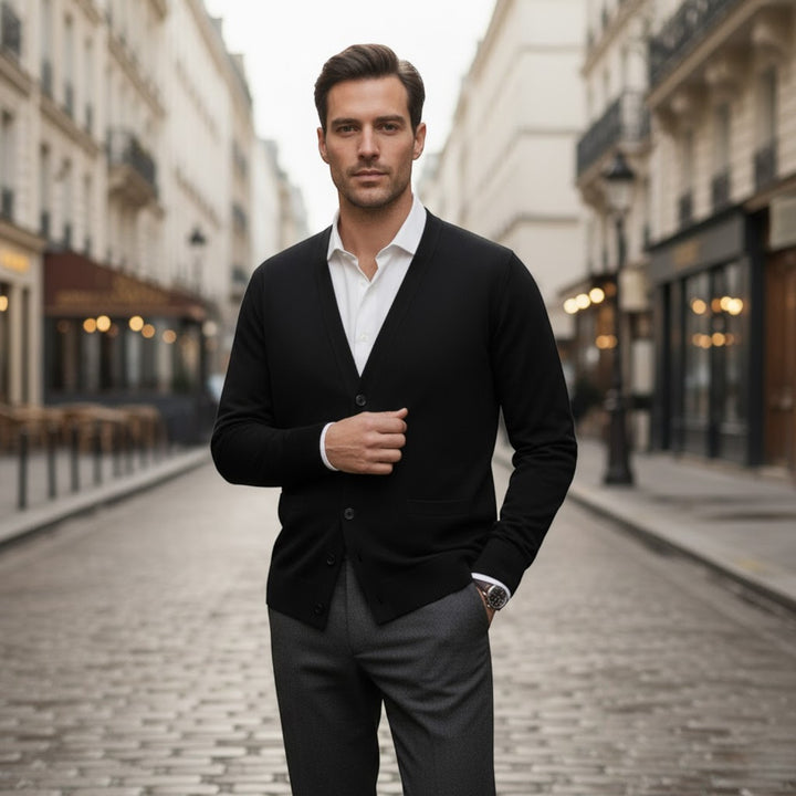 Herren Baumwoll-Cardigan Slim Fit – minimalistischer Knopf-Stil