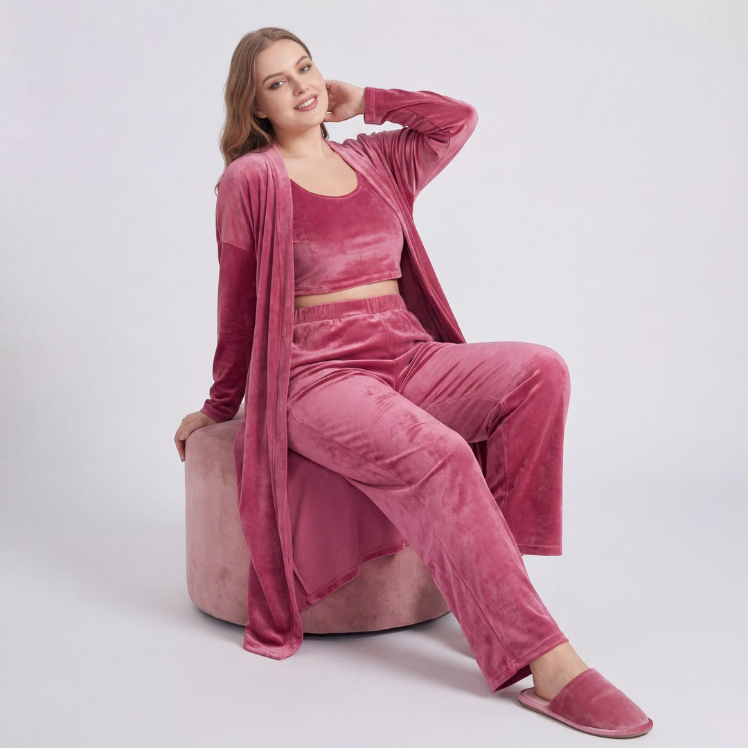 Claire Mode | Damen Loungewear-Set Cozy 3-teilig aus Mischbaumwolle