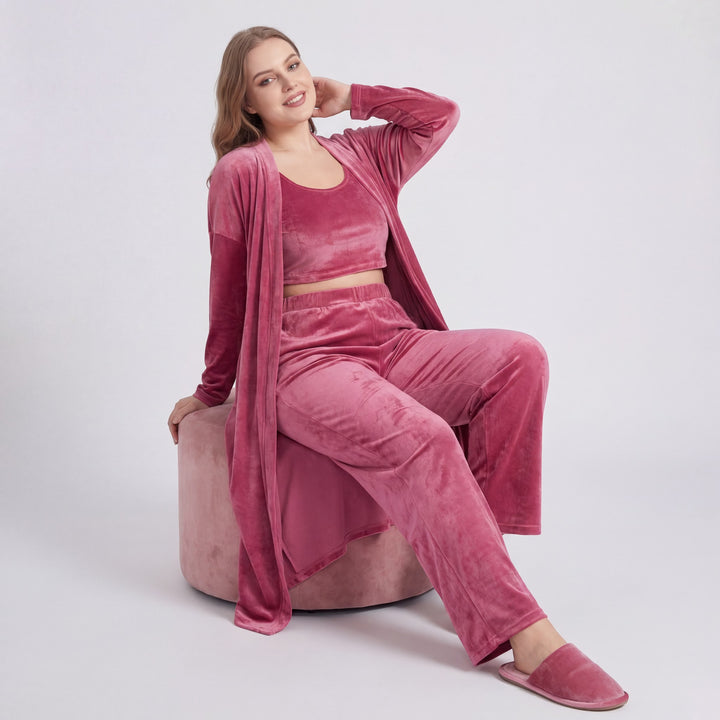 Claire Mode | Damen Loungewear-Set Cozy 3-teilig aus Mischbaumwolle
