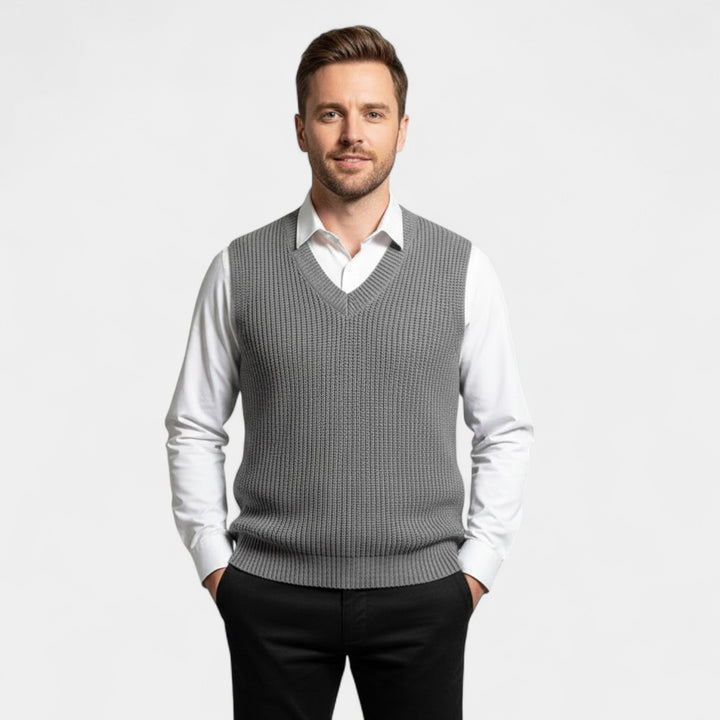 Gilet Uomo Collo a V in Maglia – Finiture a Costine