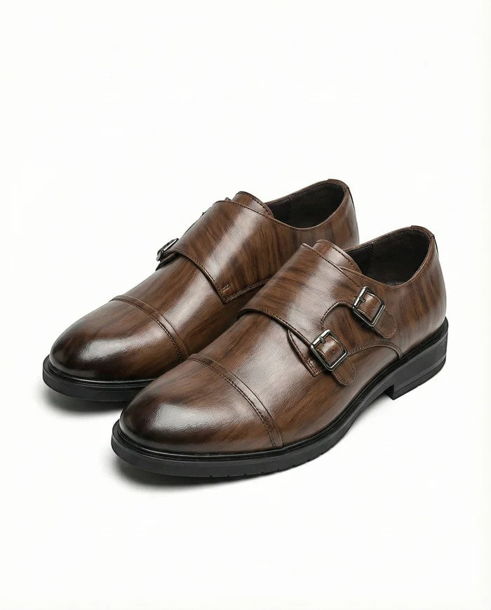 Herren-Lederschuhe mit Schnalle – Spitz zulaufende Spitze, schmale Passform