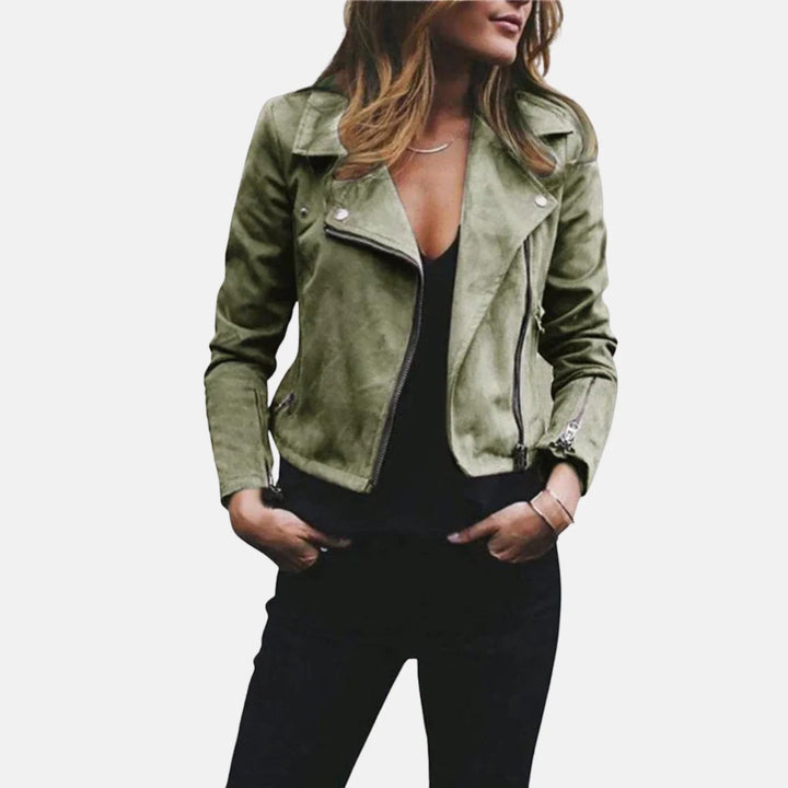 Giacca Donna Stile Moto con Zip – Zip Diagonale con Risvolto | Misto Cotone