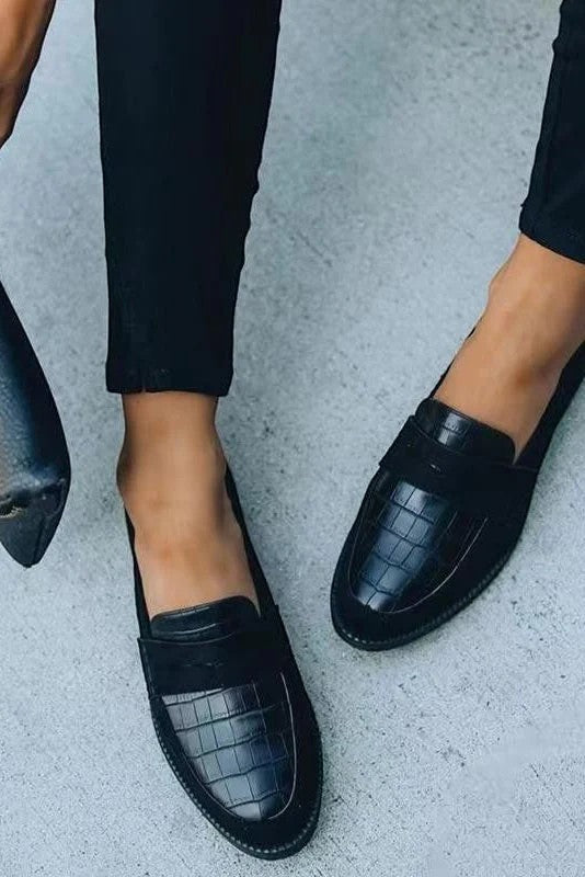 Mocassini donna in pelle nera slip-on – comfort punta tonda