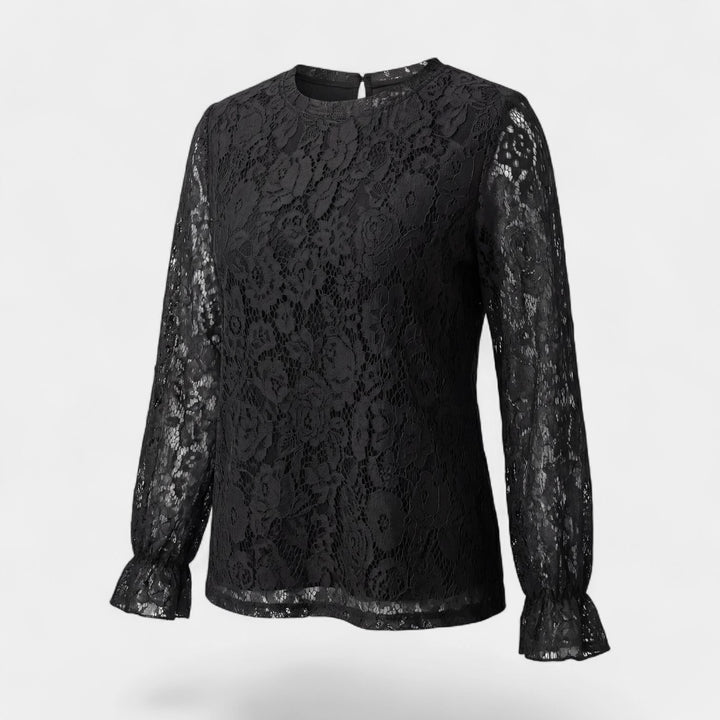 Damebluse i blonder med lange ærmer – Løs og åben pasform