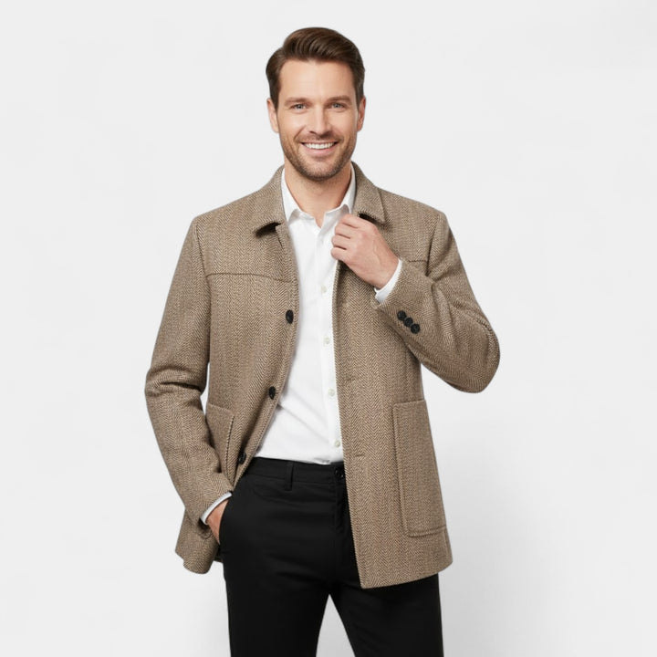Claire Mode | Cappotto Uomo in Lana – Collo con Rever Stile Business Casual