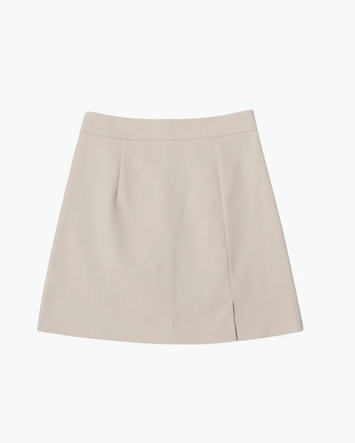 Damen Minirock in A-Linie aus Stoff – Hohe Taille mit Schlitz