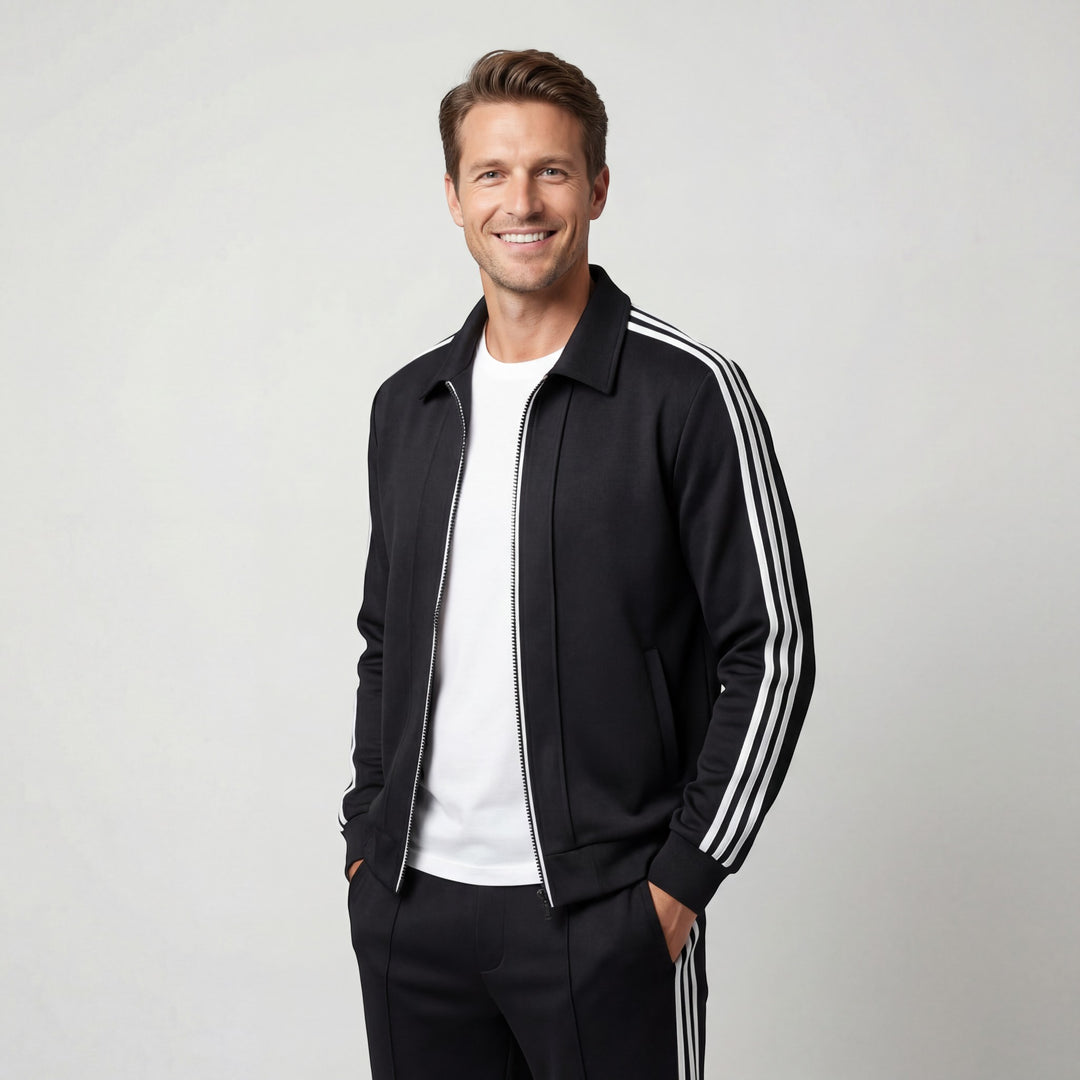 Fein gestricktes Herren-Trainingsanzug-Set – Athletisch-lässiger Schnitt