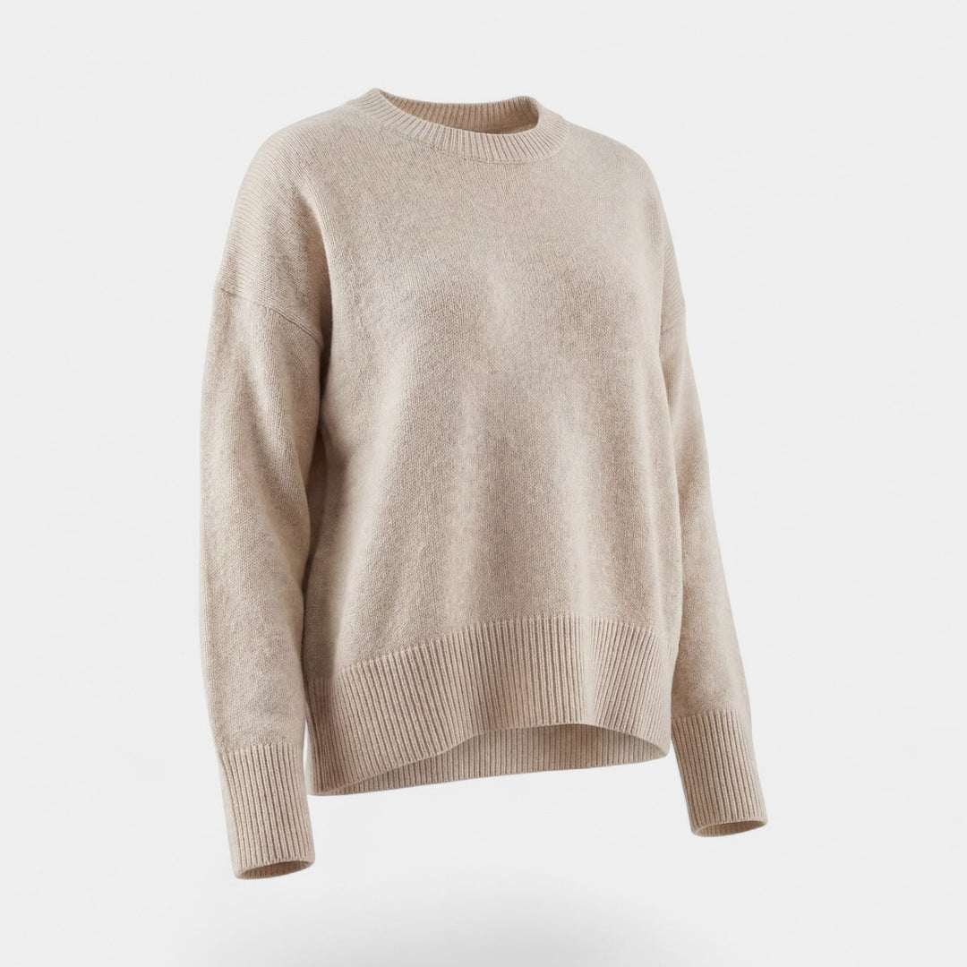 Claire Mode | Damen Pullover aus weichem Strick mit Rundhalsausschnitt