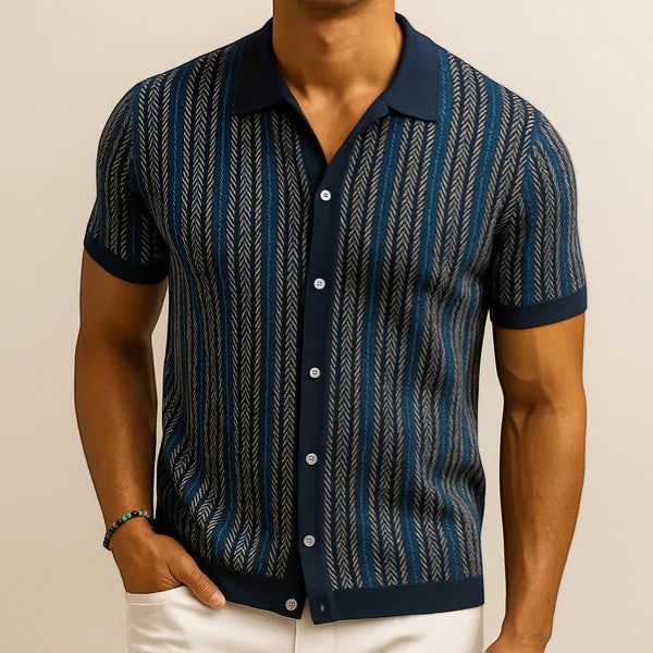 Herrenpolo aus Jacquard-Strick – Kurzarm, bequeme Passform