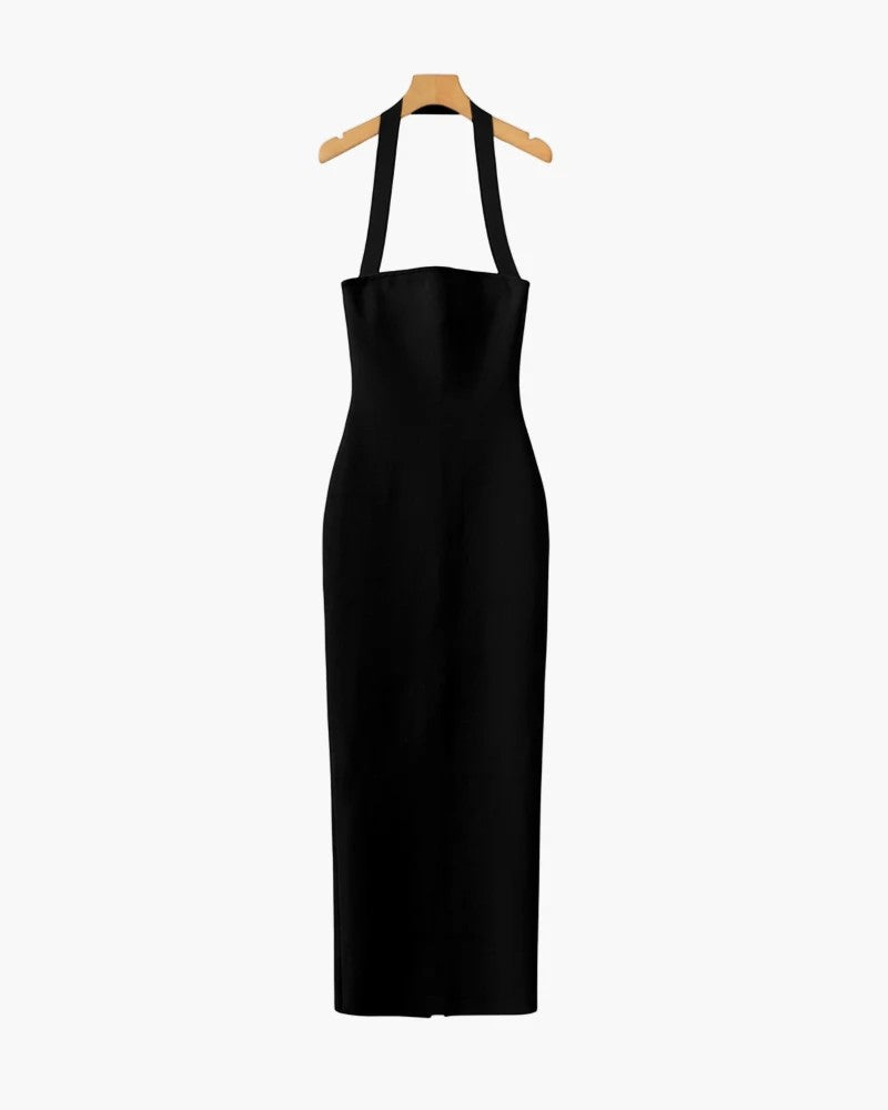 Maxikleid mit Neckholder für Damen aus elastischem Strick – Eleganter Bodycon-Schnitt