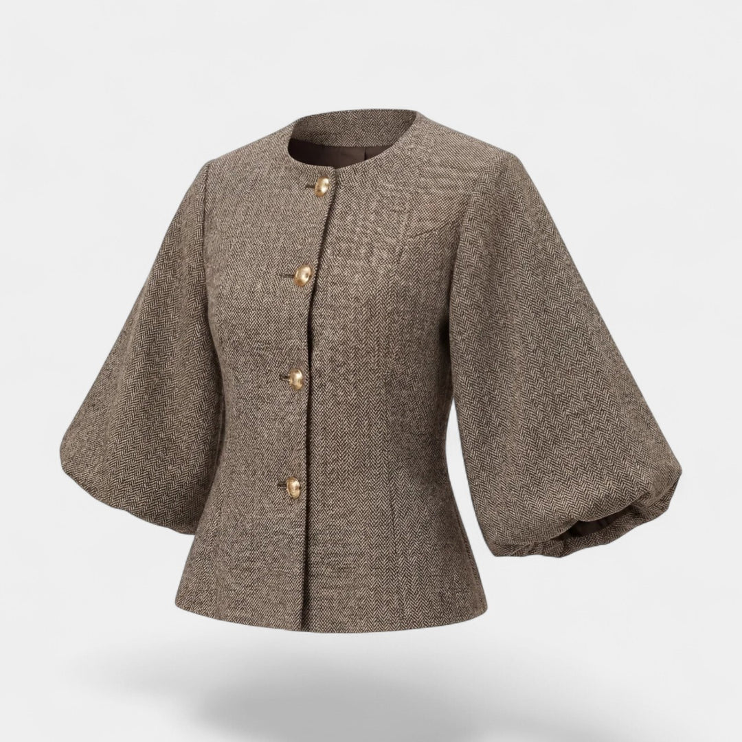 Blazer femme en tissu texturé – Coupe tailleur structurée manches lanterne