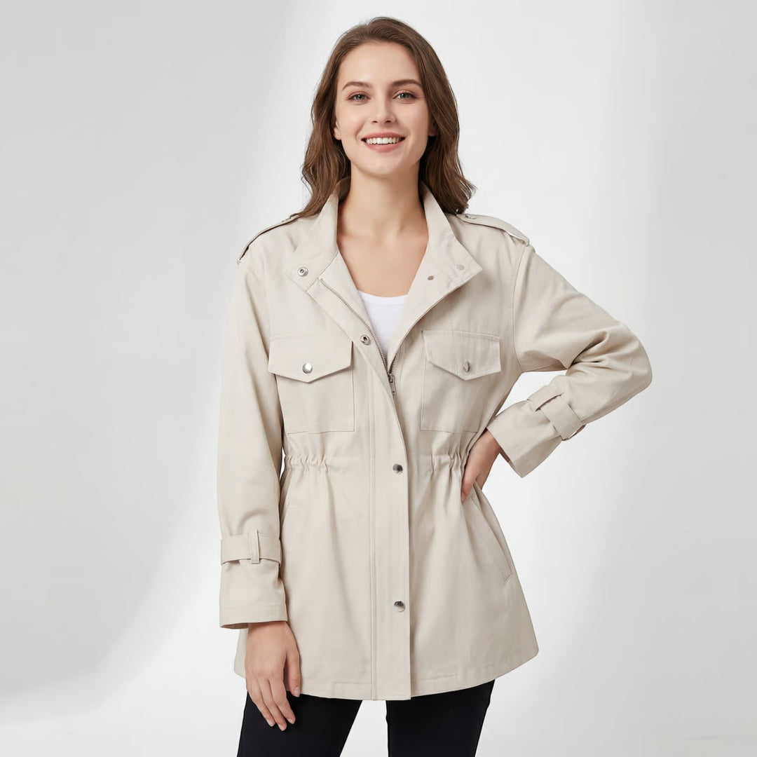 Damen Trenchcoat aus leichtem gewebtem Stoff – Legere Passform mit tailliertem Schnitt