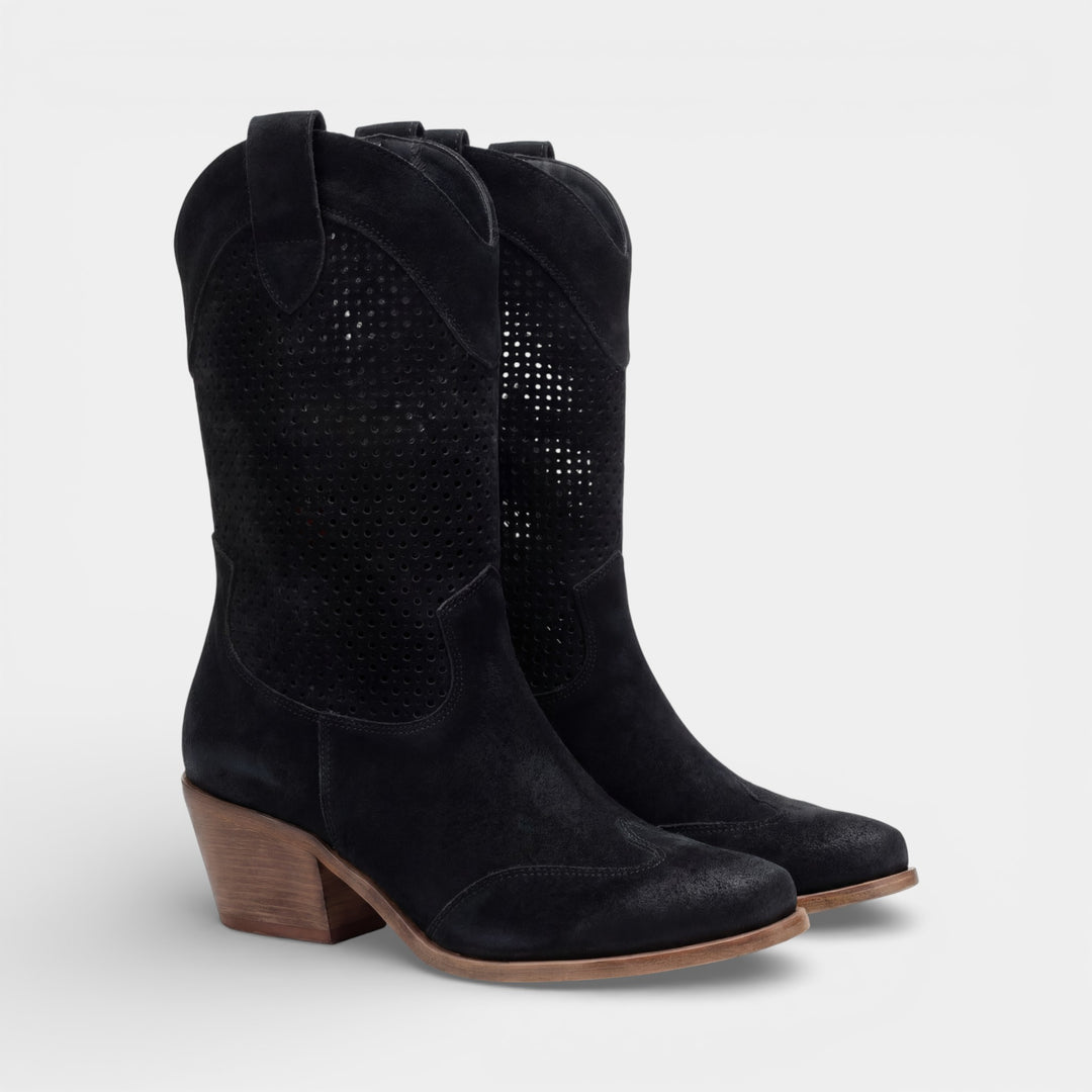 Damen Stiefeletten aus Wildleder – Mittlerer Absatz, strukturierter Schnitt