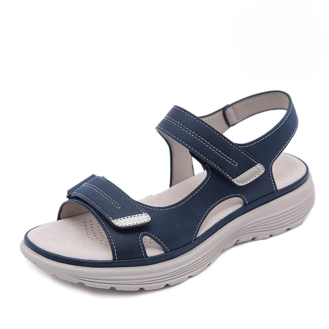 Sandales Compensées Femme Confort – Cuir Vegan, Double Bride et Slingback