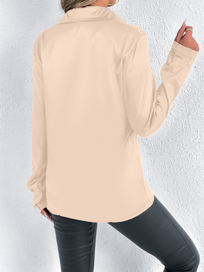 Maglia Donna Maniche Lunghe in Tessuto Satinato – Taglio Casual