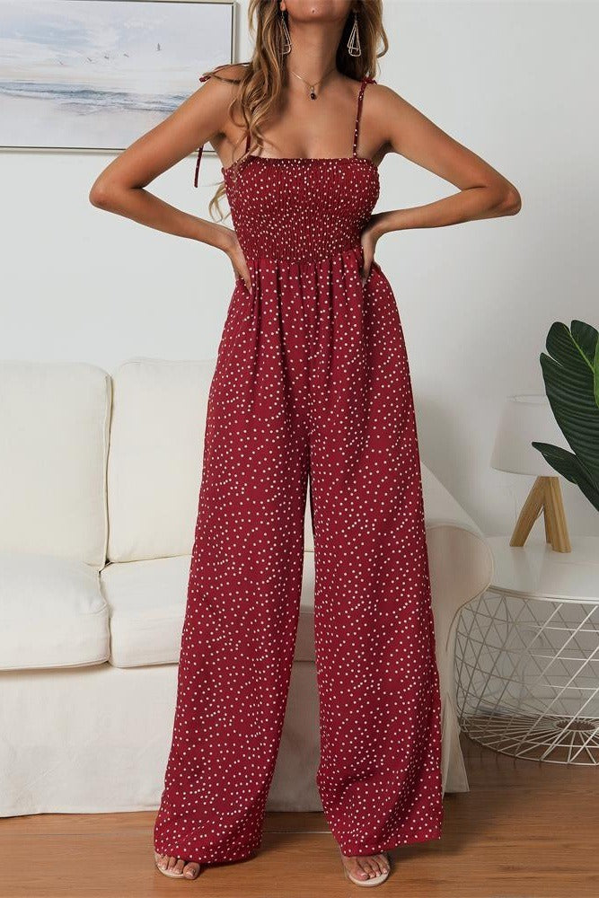 Combinaison Femme à Pois – Haut Smocké & Jambes Palazzo Fluides