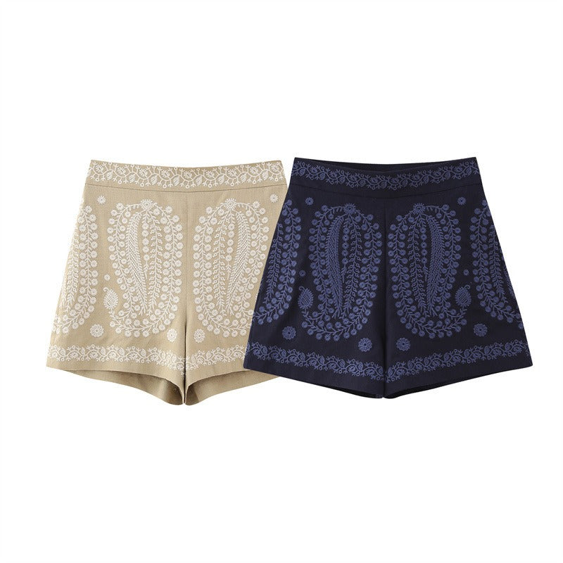 Shorts for Women High Waist Paisley Print – Lightweight Fabric with Flared Legs