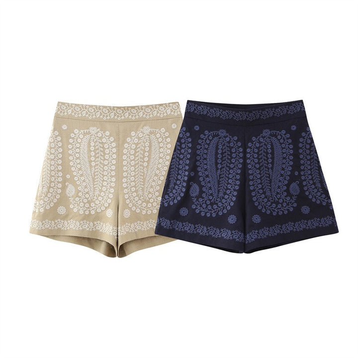 Shorts for Women High Waist Paisley Print – Lightweight Fabric with Flared Legs