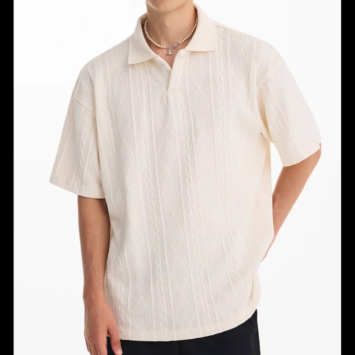 Men's Polo Shirt in Textured Knit – Structured Ribbed Finish