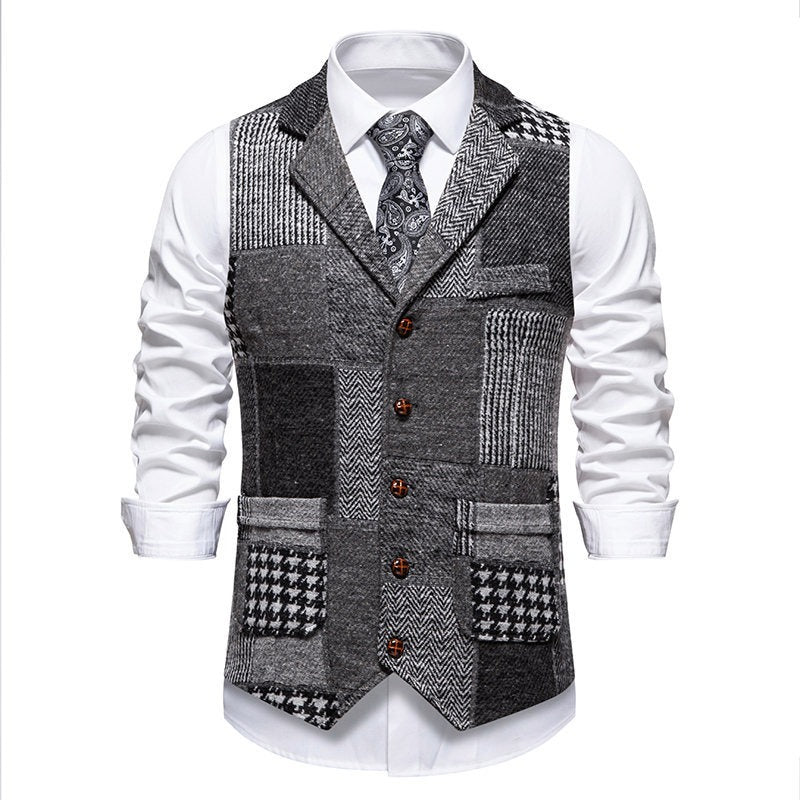Herrenweste im Patchwork-Stil – Figurbetonter und strukturierter Schnitt aus strukturiertem Stoff