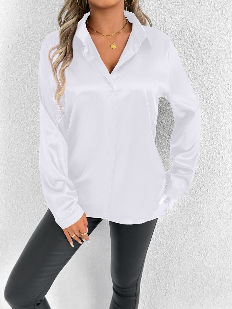 Maglia Donna Maniche Lunghe in Tessuto Satinato – Taglio Casual