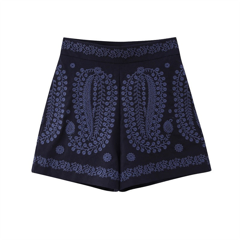 Shorts for Women High Waist Paisley Print – Lightweight Fabric with Flared Legs