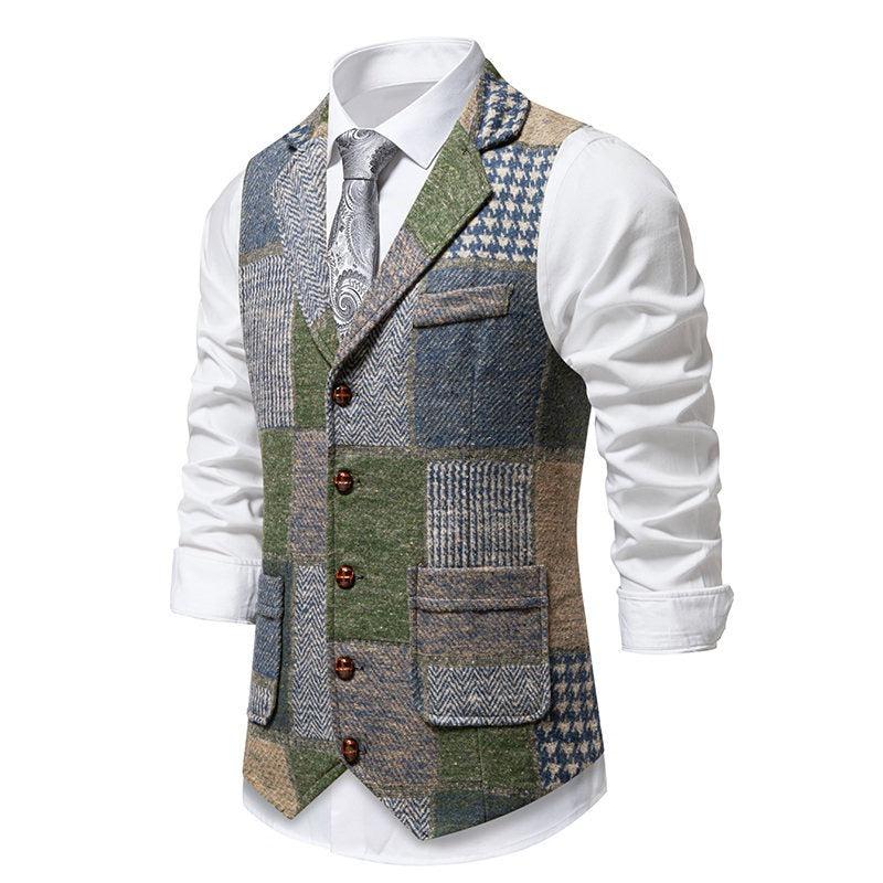 Herrenweste im Patchwork-Stil – Figurbetonter und strukturierter Schnitt aus strukturiertem Stoff