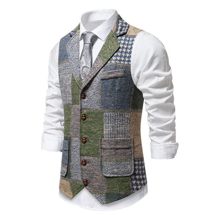 Herrenweste im Patchwork-Stil – Figurbetonter und strukturierter Schnitt aus strukturiertem Stoff