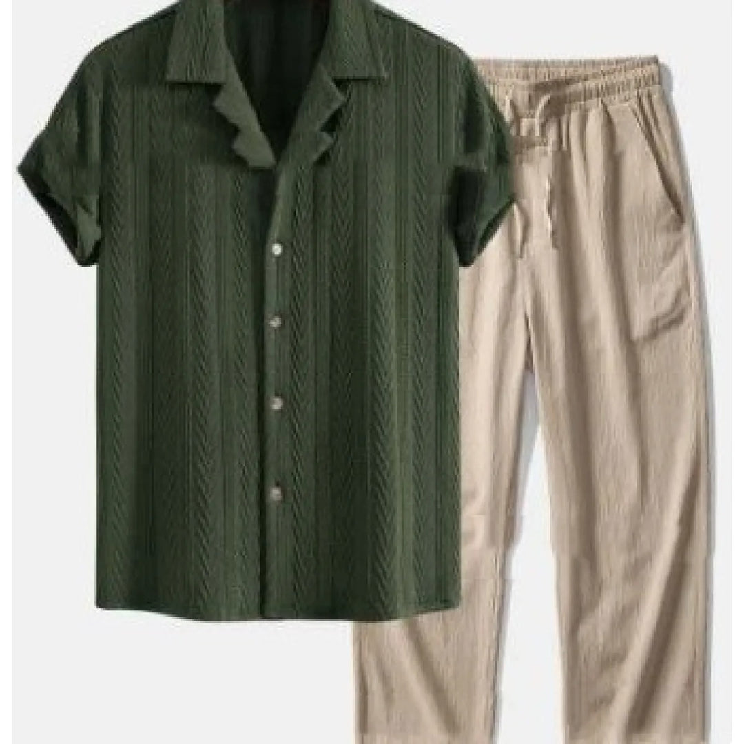Men's Short Sleeve Shirt and Pants Set – Loose Casual Fit