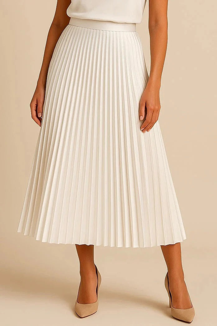 Gonna Midi Donna Plissettata in Raso – Silhouette Fluida ed Elegante