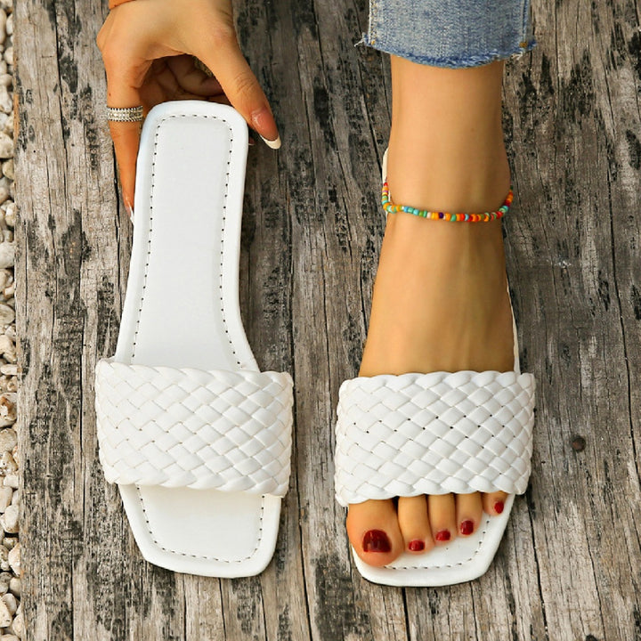 Women's Flat Sandals with Square Toe – Minimalist Slip-On Mule