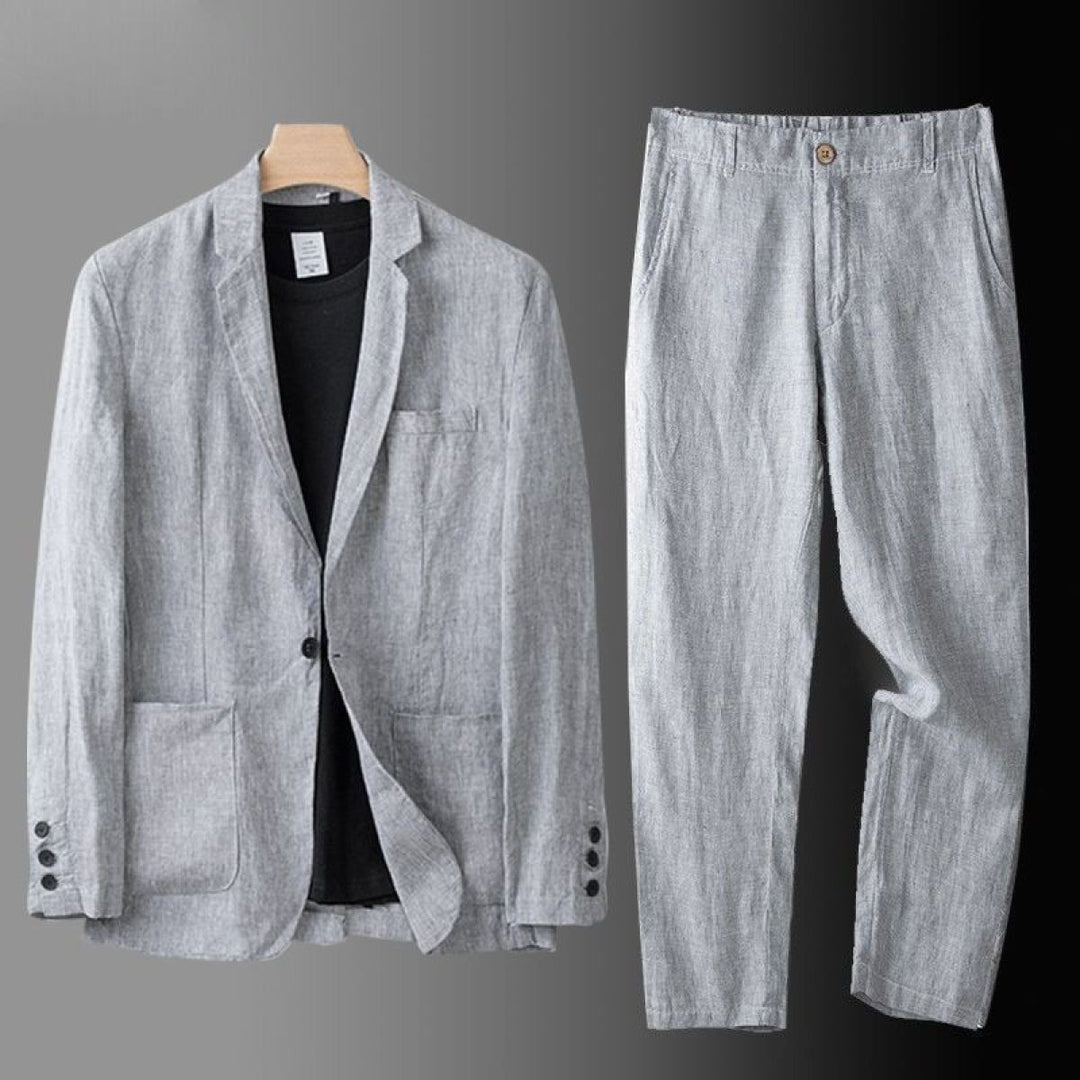 Abito Uomo in Lino – Blazer con Bottone Singolo e Pantaloni Coordinati