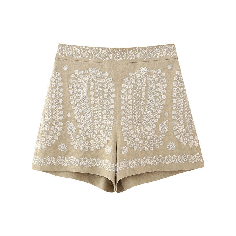 Shorts for Women High Waist Paisley Print – Lightweight Fabric with Flared Legs