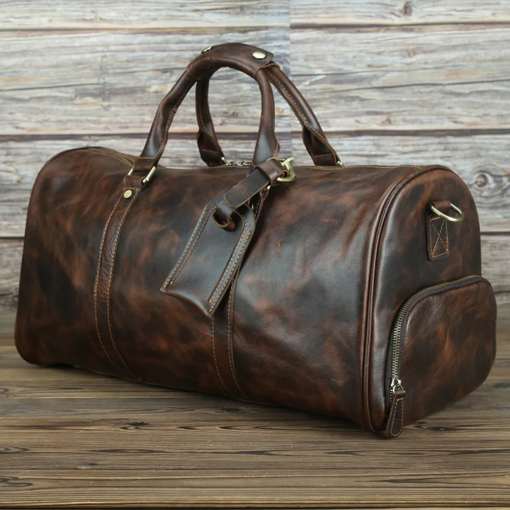 Borsa da viaggio uomo in vera pelle – scomparto per scarpe e tracolla
