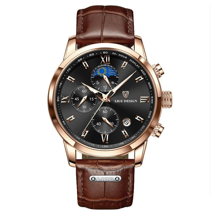 Men's Multifunction Quartz Watch – 42mm Dial Waterproof