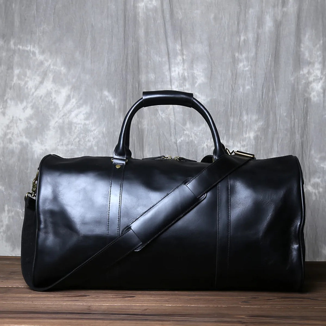 Borsa da viaggio uomo in vera pelle – Borsa cilindrica polochon