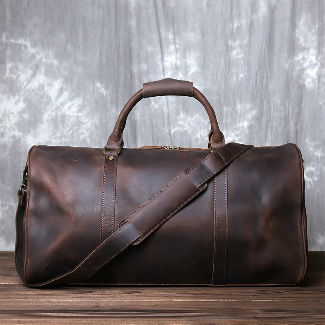 Borsa da viaggio uomo in vera pelle – Borsa cilindrica polochon