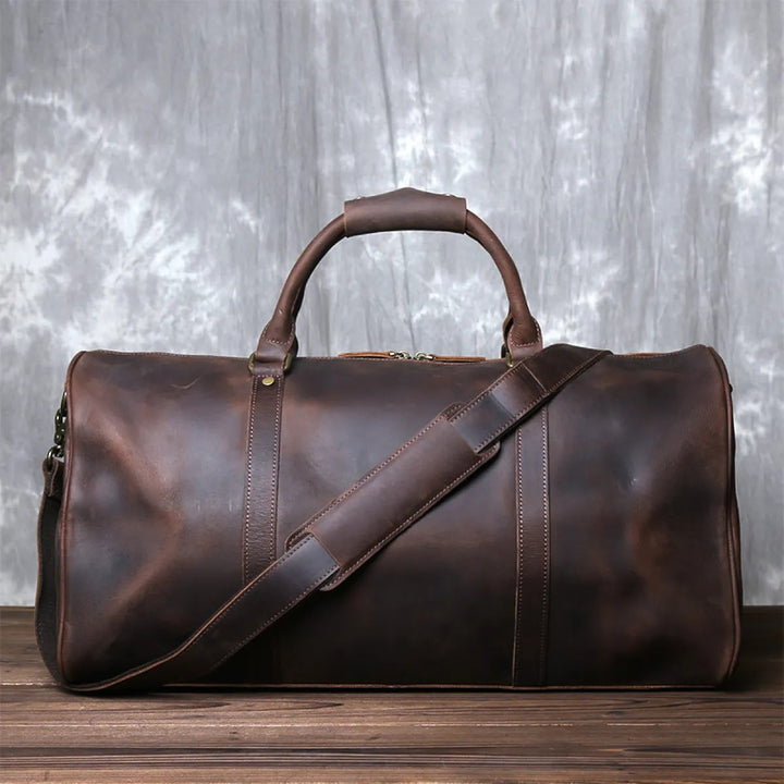 Borsa da viaggio uomo in vera pelle – Borsa cilindrica polochon